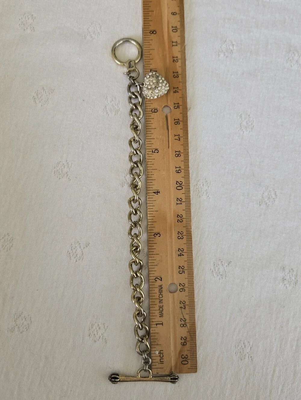 Juicy Couture Gold-Tone Heart Charm Toggle Bracelet - Crystal Accent